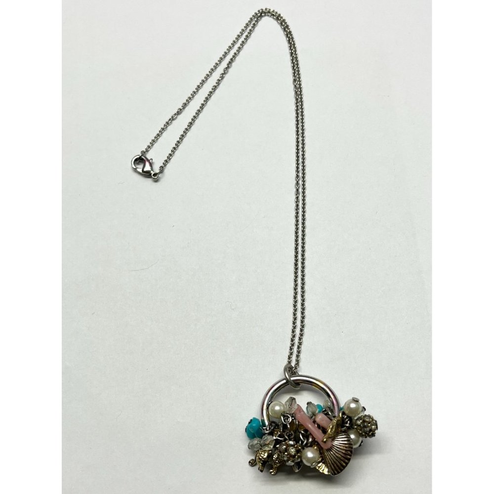 Vintage Silver Beaded Sealife Necklace
